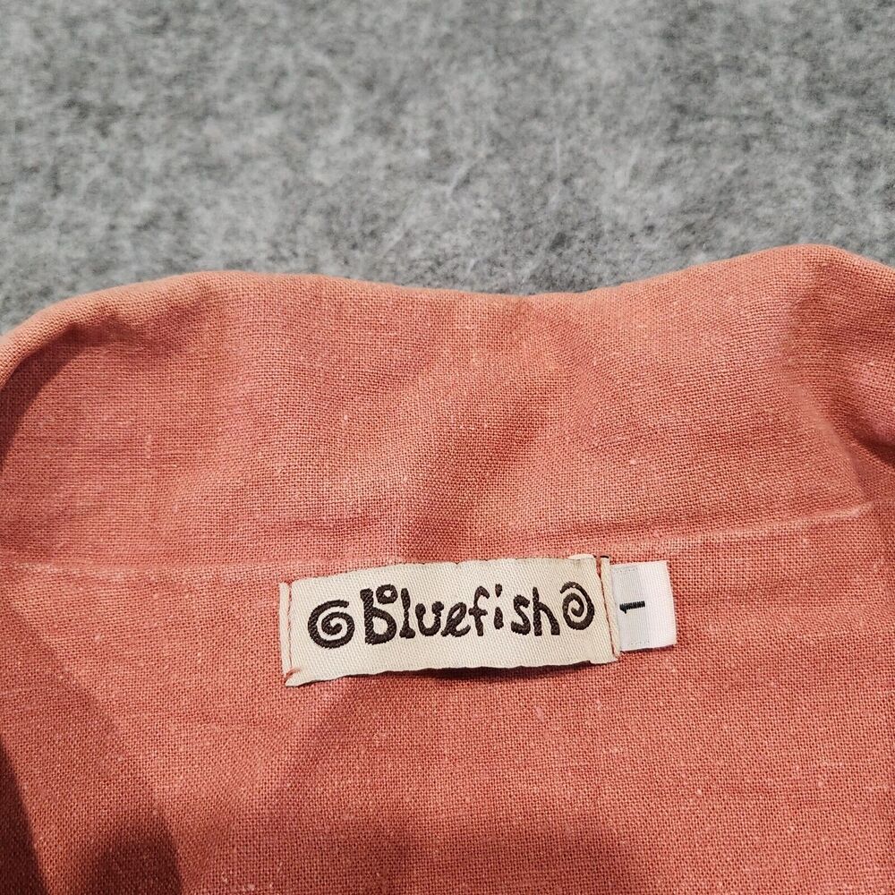 VTG Bluefish Womens 1 Hemp Linen Red Button Up Shirt Jacket Oversized - Picture 7 of 14